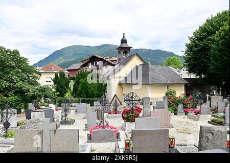 Bad Ischl, Oberösterreich, Österreich. Friedhof Bad Ischl. Blick auf die Sebastian-Kapelle Stockfoto