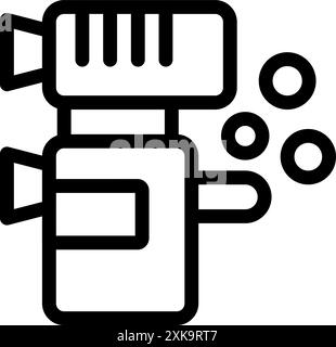 Professionelle Videokamera-Aufnahmen mit Blasensymbol, einfache Schwarzweiß-Illustration Stock Vektor
