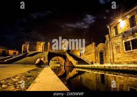 Reisen Sie kreativen Blick auf die Stadt von der schönen Stadt Comacchio in der Provinz Ferrara in Italien Stockfoto