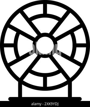 Hamsterrad steht auf einer Stütze mit Metallstangen zum Laufen, isoliert auf weißem Hintergrund Stock Vektor