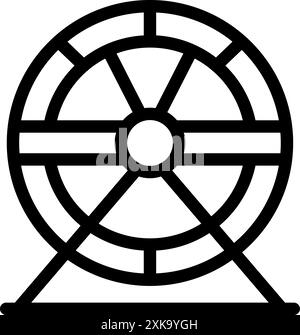 Schwarzes Symbol eines Hamsterrads auf einem Stützrahmen, auf dem ein Haustier laufen kann Stock Vektor