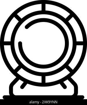 Einfaches lineares Symbol eines Hamsterrads, das auf einem Stützrahmen steht Stock Vektor