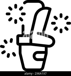 Einfaches Symbol eines Raumschiffs, das die Erde verlässt, mit Sternen um sie herum Stock Vektor