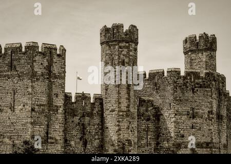 Caernarfon Castle, Caernarfon, Nordwales, Vereinigtes Königreich Stockfoto