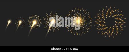Feuerwerk-Animation auf schwarzem Hintergrund Stock Vektor