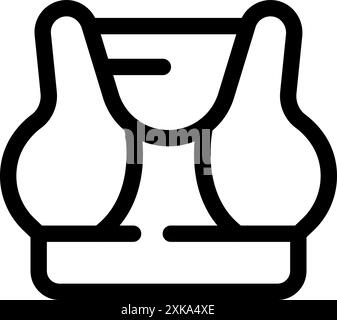 Schlichtes Schwarz-weiß-Symbol eines Sport-BHs, ideal für Fitness, aktiven Lifestyle und Sportbekleidung Stock Vektor