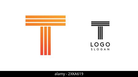 Minimalistisches Logo-Design mit dem Buchstaben T im Monogramm-Stil. Sauber, modern und professionell, ideal für Corporate Branding, Tech-Unternehmen oder Stock Vektor