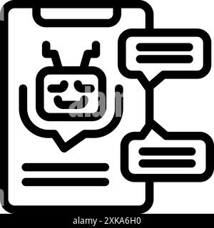 Chatbot bietet Online-Unterstützung über mobile App mit Chat-Blasen, Konzept für künstliche Intelligenz Stock Vektor