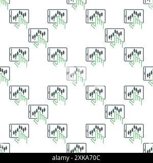 Kerzendiagramm auf Tablet Screen Vektor Konzept farbiges nahtloses Muster Stock Vektor