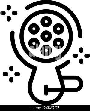 Einfaches schwarz-weißes Symbol einer Operationslampe, die hell leuchtet und medizinische Verfahren, Gesundheitswesen und Chirurgie darstellt Stock Vektor