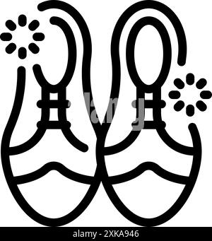 Das Liniensymbol stellt ein Paar saubere Lederschuhe mit Funkeln dar, die an das Konzept des Schuhs erinnern Stock Vektor