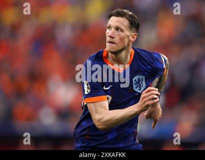 MÜNCHEN, DEUTSCHLAND - 02. JULI: Wout Weghorst of Netherlandsin tritt beim Achtelfinale der UEFA EURO 2024 zwischen Rumänien und den Niederlanden am 2. Juli 2024 in der Münchener Fußballarena in München auf. © diebilderwelt / Alamy Stock Stockfoto