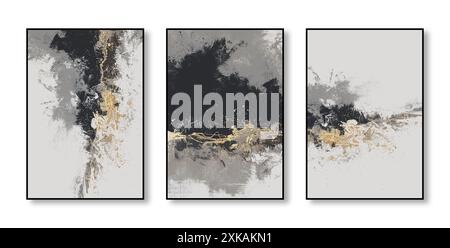 Hintergrundwand für Mode-Kunst, dekorative Malerkombination, goldene Elemente, Geometrie, Textur, Farbe, Kunst, Aquarell, Farbe, abstrakt, Stockfoto