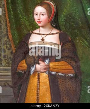 MARGARET TUDOR (1489–1541) irgendwann Königin von Schottland durch ihre Heirat mit James VI. Tochter Heinrichs VIII. Detail des Porträts von Daniel Mytens um 1630 Stockfoto