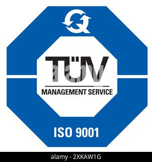 TÜV Management Service ISO 9001 Logo-Symbol in Blau – deutsches Zertifizierungslogo Stock Vektor