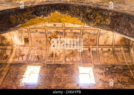 Qasr Al-Amra, Umayyaden Wüstenburg Hamam Badehaus, 720er-740er Jahre CE, Jordanien. Stockfoto