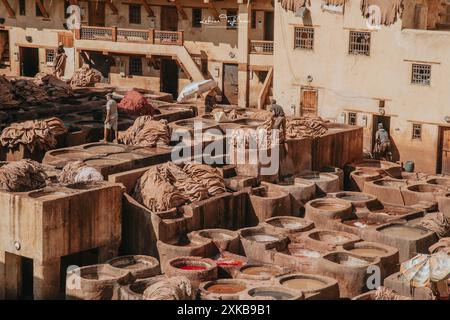 Marokko bietet vielfältige Landschaften, historische Riads und atemberaubende Wüstenaussichten Genießen Sie Kamelreiten in der Sahara und erkunden Sie lebendige Städte und Riad Stockfoto