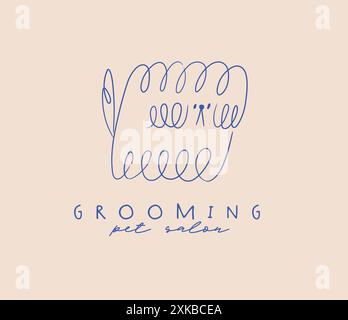 Haariges Hundeetikett mit Schriftzug „Grooming PET Salon“ Stock Vektor