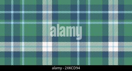 Nahtloses blaues, grünes und weißes Karo mit sich kreuzenden Linien und Quadraten. Stock Vektor