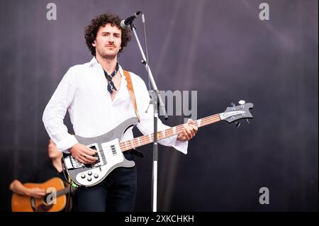 Glasgow, Großbritannien. Juli 2024. Tom Ogden, Josh Dewhurst, Charlie Salt, Joe Donovan und Myles Kellock von der Band „Blossoms“ treten auf der Hauptbühne auf Stockfoto