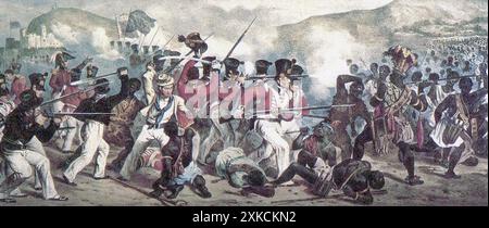 ERSTER ANGLO-ASCHANTI-KRIEG 1823-1831. "Niederlage der Aschantees durch die britischen Streitkräfte unter dem Kommando von Slg. Sutherland 11. Juli 1824' Stockfoto