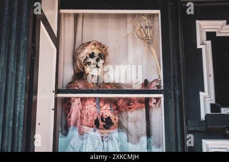 Modellskelett in einem Bergbaumuseum in Virginia City, Nevada Stockfoto