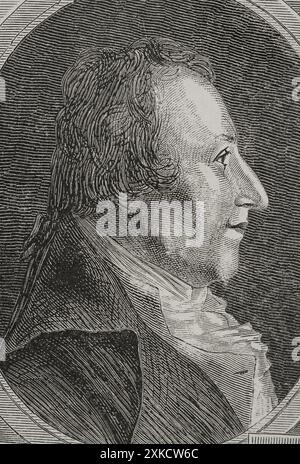 Claude Louis Berthollet (1748-1822). Französischer Chemiker. Hochformat. Gravur. "Geschichte der Französischen Revolution". Band I, 2. Teil, 1879. Stockfoto