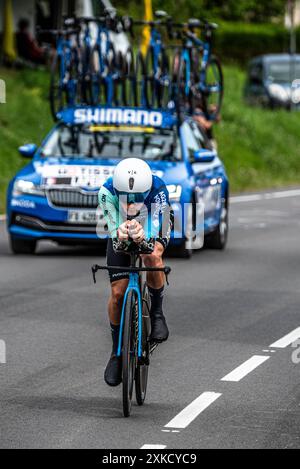 NICOLAS PRODHOMME vom DECATHLON AG2R LA MONDIALE TEAM radelt in der Tour de France Stage 7 TT (Zeitfahren) zwischen Nuits-Saints-Georges und Gevrey-Chamertain, 24.07.05. Stockfoto