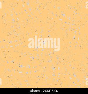 Nahtloses Aquarellmuster mit abstrakten Schneeflocken, Spritzern und Flecken, Pinselstrich auf gelbem Hintergrund. Handgemalte Abbildung Stockfoto