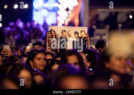 Vila Nova De Gaia, Portugal. Juli 2024. Der britische Musiker Louis Tomlinson tritt am dritten und letzten Tag des Meo Mares Vivas Festivals in Vila Nova de Gaia, Portugal, am 21. Juli 2024 auf. (Foto: Rita Franca/NurPhoto) Credit: NurPhoto SRL/Alamy Live News Stockfoto