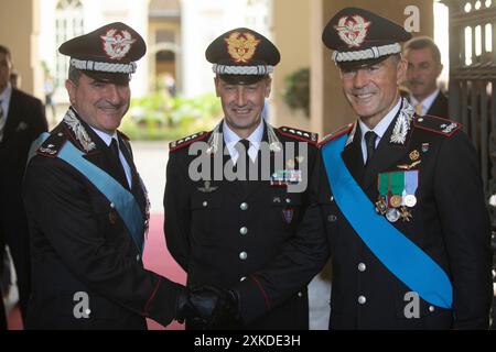 Torino, Italien. Juli 2024. Cerimonia di insediamento del gen. Andrea Paterna al comando della Legione dei Carabinieri di Piemonte e Valle d'Aosta presso la caserma Bergia a Torino, Italia - Lunedì, 22 Luglio 2024 - Cronaca - ( Foto Andrea Alfano/LaPresse ) Zeremonie für General Andrea Paterna, Leiter der Carabinieri Legion Piemonte und Valle d'Aosta in caserma Bergia in Turin, Italien - Montag, 22. Juli 2024 - News - ( Foto Andrea Alfano/LaPresse ) Credit: LaPresse/Alamy Live News Stockfoto