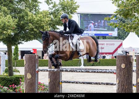 Veeningen, Niederlande. Juli 2024. VEENINGEN, NIEDERLANDE - 21. JULI, Michael Greeve (NED) beim Springen S21 Gemeente de Wolden Preis - Grand Prix (LR) CSI Zuidwolde 2024 im CH de Wolden 21. Juli 2024 in Veeningen, Niederlande. (Foto: Jaap van der Pijll/Orange Pictures) Credit: Orange Pics BV/Alamy Live News Stockfoto