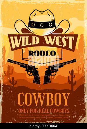 Cowboy-Poster. Wild West Rodeo Plakat Party Einladung Vorlage mit Platz für Text Stock Vektor