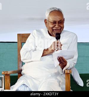 Patna, Indien. Juli 2024. PATNA, INDIEN - 22. JULI: Bihar-Chef Nitish Kumar während der Sitzung der JDU-Gesetzgeber um 5, Circular Road am 22. Juli 2024 in Patna, Indien. (Foto: Santosh Kumar/Hindustan Times/SIPA USA) Credit: SIPA USA/Alamy Live News Stockfoto