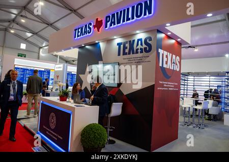 Farnborough, Hampshire - 22. Juli 2024: Farnborough International Airshow Monday Texas Pavillion Stockfoto