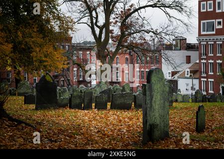 Boston, Massachusetts, USA – 29. Oktober 2023: Blick auf den Copp's Hill Burying Ground im North End-Viertel in Boston, Massachusetts Stockfoto