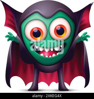 Comic halloween Fledermaus Monster Clipart mit großen, ausballigen Augen, lächelnd mit Zähnen und Zähnen Stock Vektor