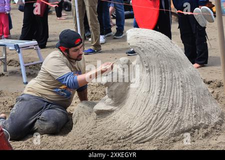 2024 Oregon Coast Annual Sand Castle Contest am Cannon Beach Stockfoto