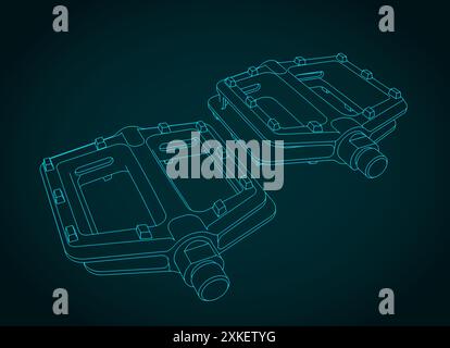 Stilisierte Vektordarstellung von Zeichnungen von Fahrradpedalen Stock Vektor