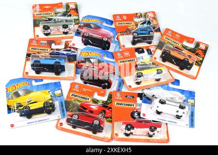 Hot WHEELS und Matchbox-Spielzeugmodelle – Wales, Großbritannien – 13. Juli 2024 Stockfoto