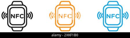 NFC-Armband verbunden Symbol Vektor-Logo Set Kollektion oder Bündelpackung Stock Vektor