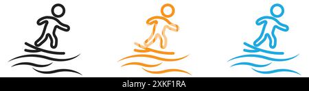 Surf-Symbol-Vektor-Logo-Set-Kollektion oder Bundle-Pack-Gruppe Stock Vektor