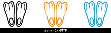 Schwimmflossen Icon Vektor-Logo Set Kollektion oder Bundle Pack Gruppe Stock Vektor