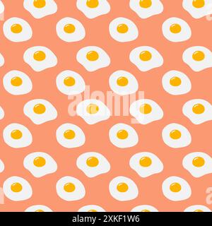Spiegeleier mit Eigelb im Cartoon-Stil in trendigen Farben. Tapetendesign-Konzept. Verpackung, Hintergrundbild oder Web, Karten, Poster, Banner, Preis, Etikett, Web, Werbeaktion. Vektorabbildung Stock Vektor