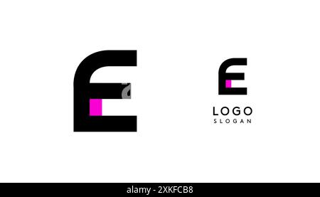 Bauhaus flacher, einzigartiger Buchstabe E, farbiges Logo für Unternehmen, Tech-Apps, Architekturmarken. Minimales modulares geometrisches Design, einfaches, modernes Branding Stock Vektor