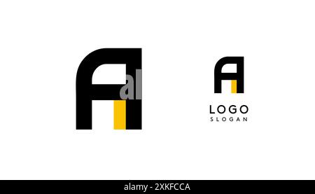 Bauhaus flacher, einzigartiger Buchstabe A, farbiges Logo für Unternehmen, Technologie-Apps, Architekturmarken. Minimales modulares geometrisches Design, einfaches, modernes Branding Stock Vektor