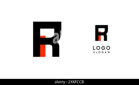 Bauhaus flacher, einzigartiger Buchstabe R, farbiges Logo für Unternehmen, Tech-Apps, Architekturmarken. Minimales modulares geometrisches Design, einfaches, modernes Branding Stock Vektor