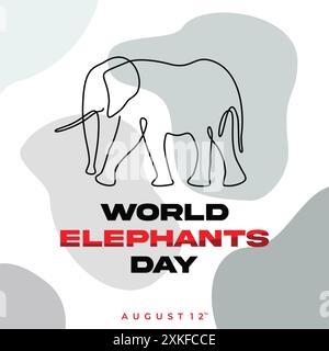 Hintergrund der durchgehenden Designvorlage für den World Elephant Day. Vektorabbildung Stock Vektor