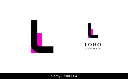 Bauhaus flacher, einzigartiger Buchstabe L, farbiges Logo für Unternehmen, Tech-Apps, Architekturmarken. Minimales modulares geometrisches Design, einfaches, modernes Branding Stock Vektor