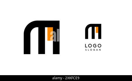 Bauhaus flacher, einzigartiger Buchstabe M, farbiges Logo für Unternehmen, Tech-Apps, Architekturmarken. Minimales modulares geometrisches Design, einfaches, modernes Branding Stock Vektor